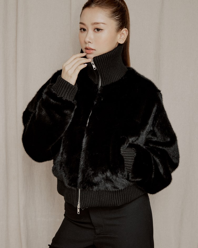 高級感貂毛翻領外套