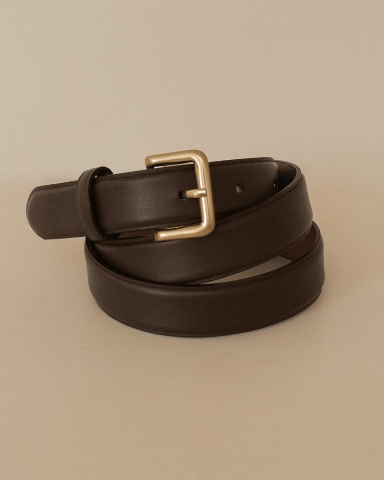 自訂款牛皮淡金釦皮帶