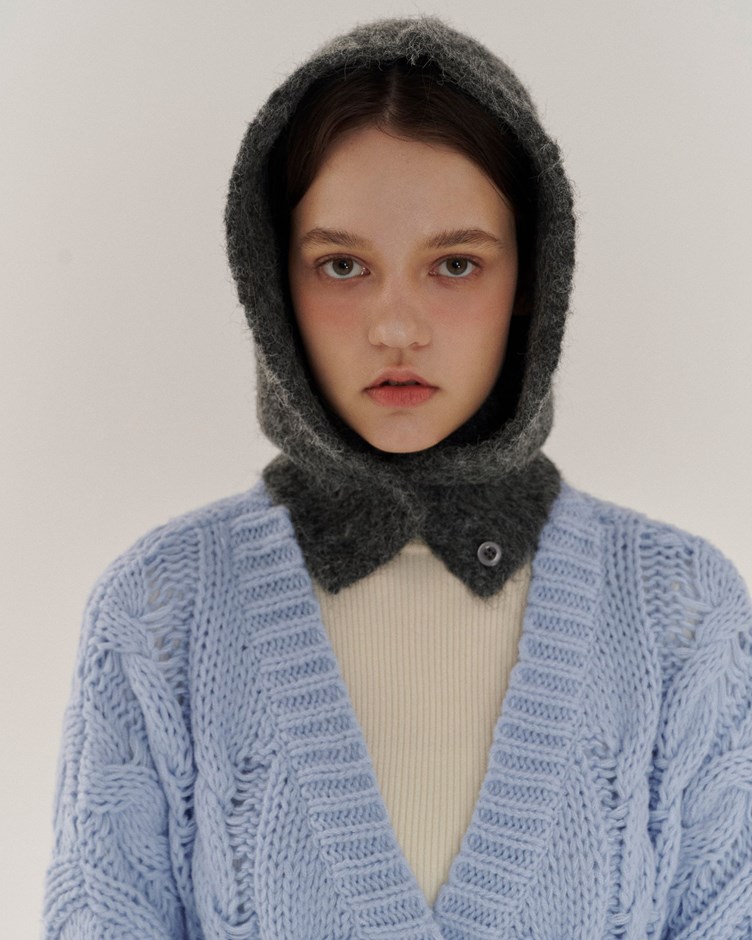 毛絨感排釦針織毛帽