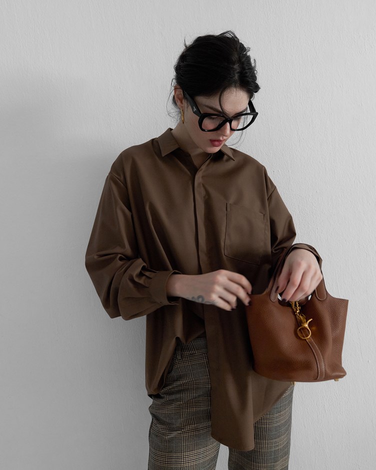 Luxury Neutral｜大地咖啡中性寬版襯衫