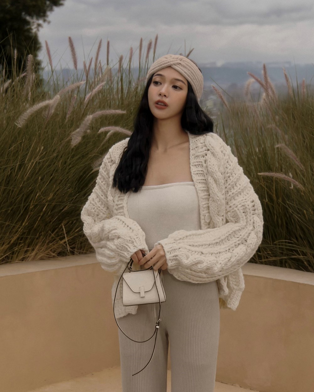 粗針麻花澎袖外套