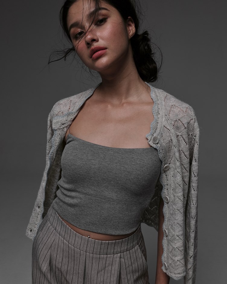 花瓣羊毛混紡鉤織小外套