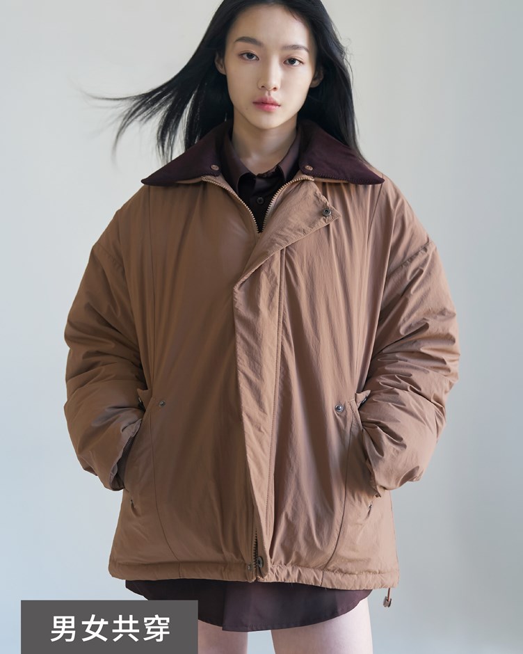 中性防潑水可拆領羽絨外套