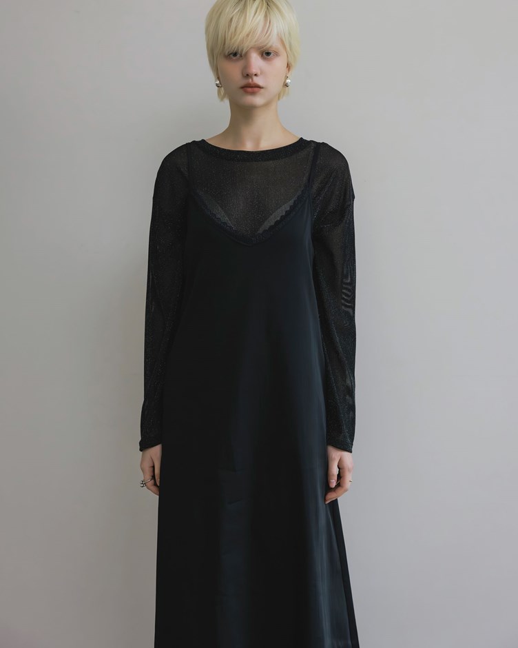 細閃亮亮透肌網紗長袖上衣