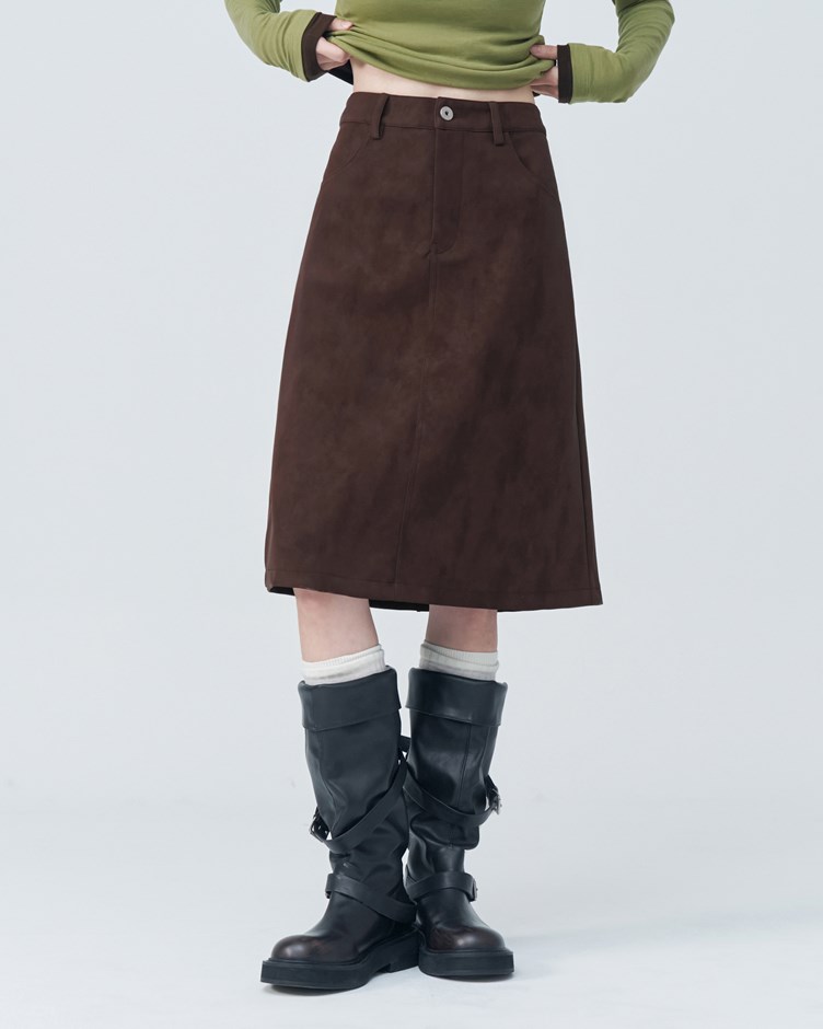 麂皮絨面半身裙