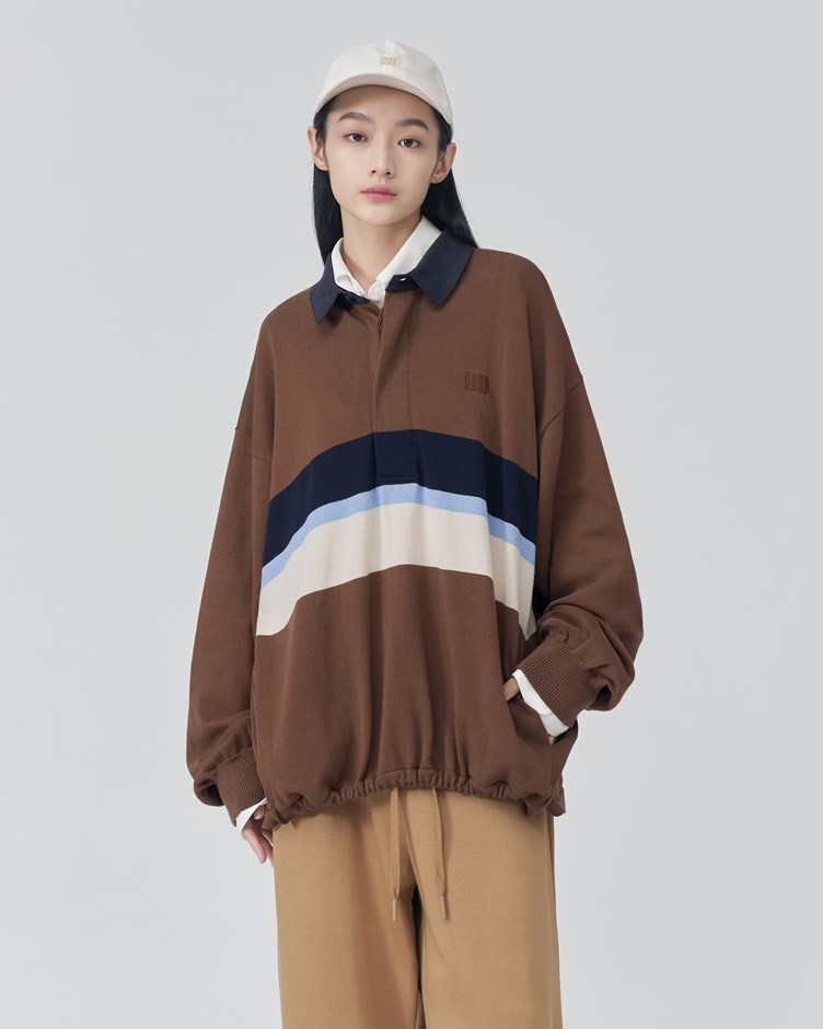 拼色條紋寬版POLO衫（12/01 22:00開賣）
