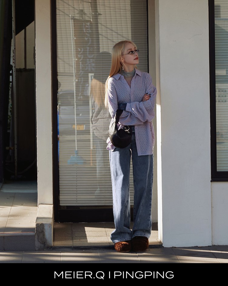 pingping-簍空感針織襯衫