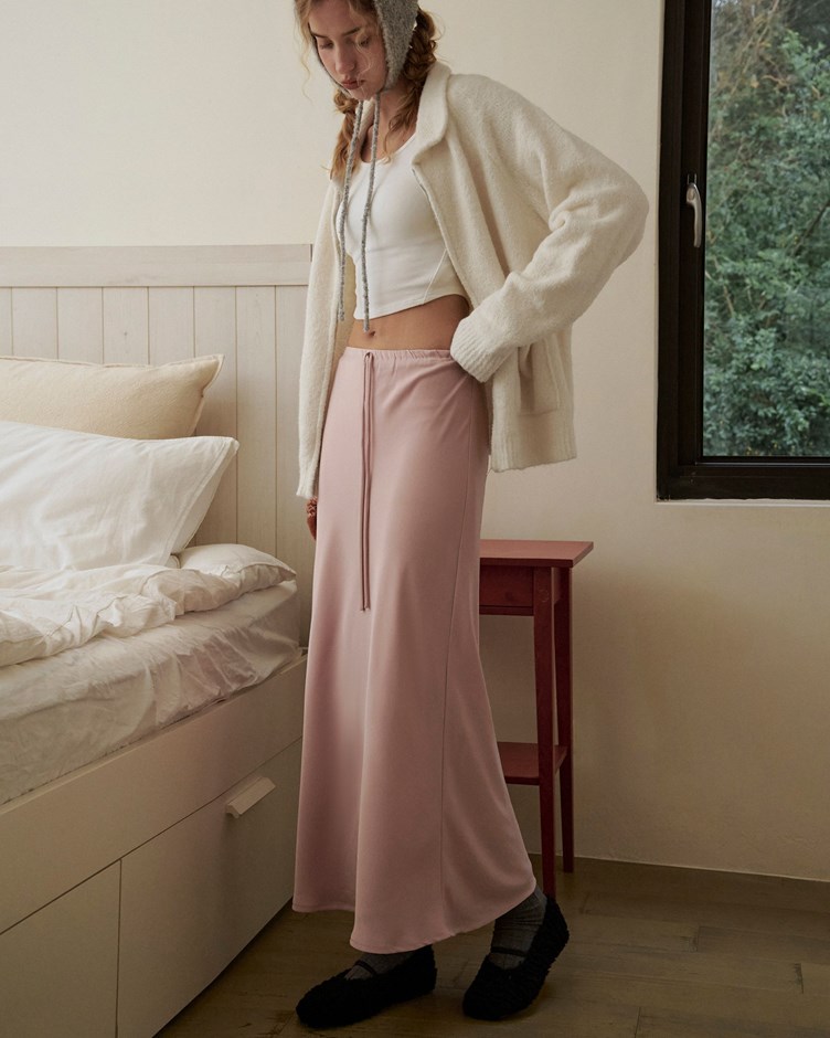 質感微光澤綁帶長裙