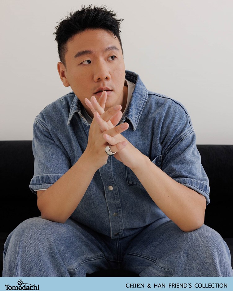 率性刷色H廓型牛仔上衣(阿翰聯名款)
