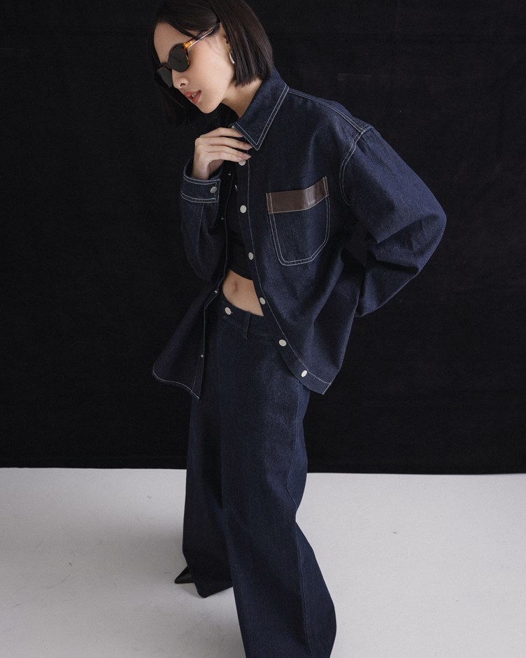 mi時髦牛仔寬褲