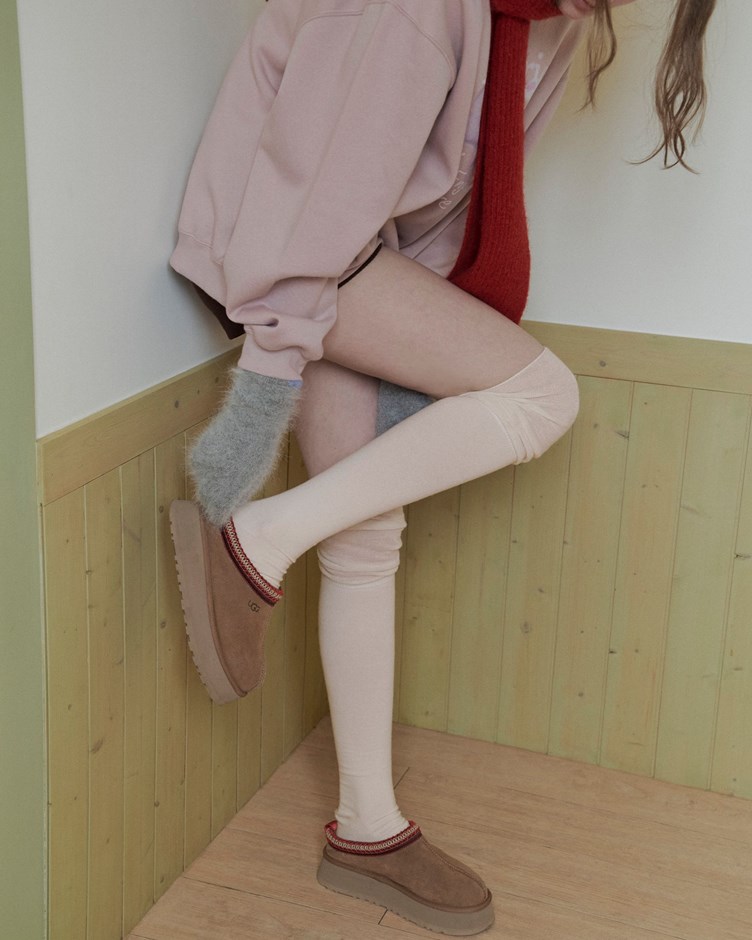 顯瘦細坑紋膝上堆堆襪