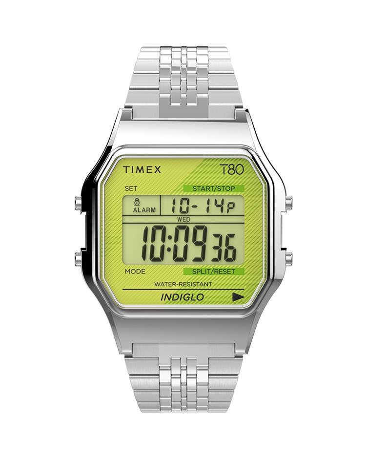 T80電子錶 銀x綠_34mm