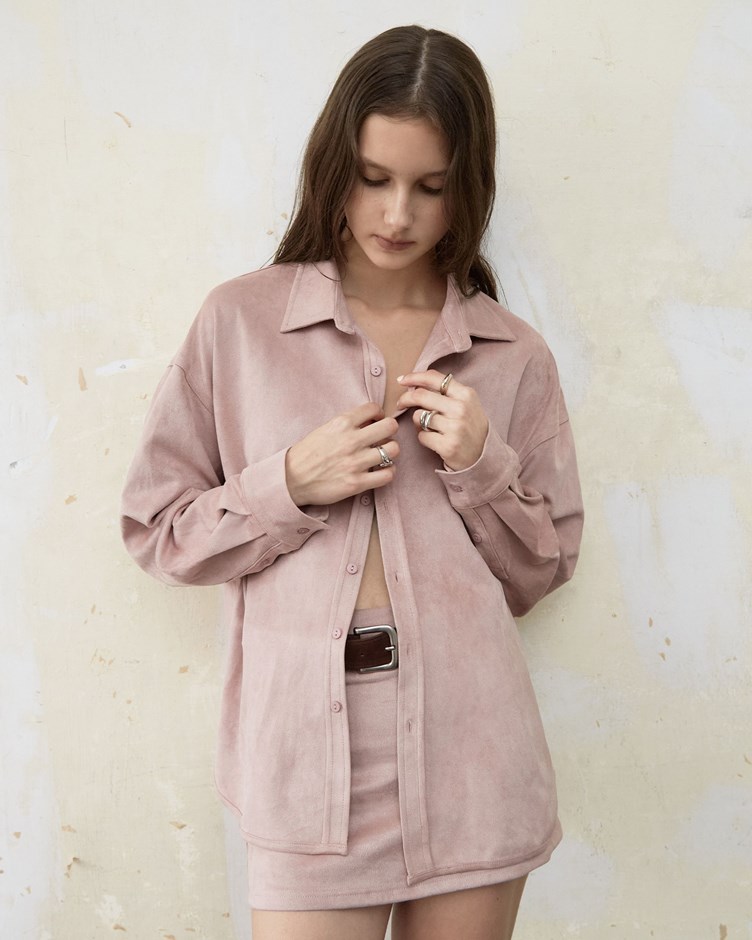 微彈麂皮寬鬆襯衫