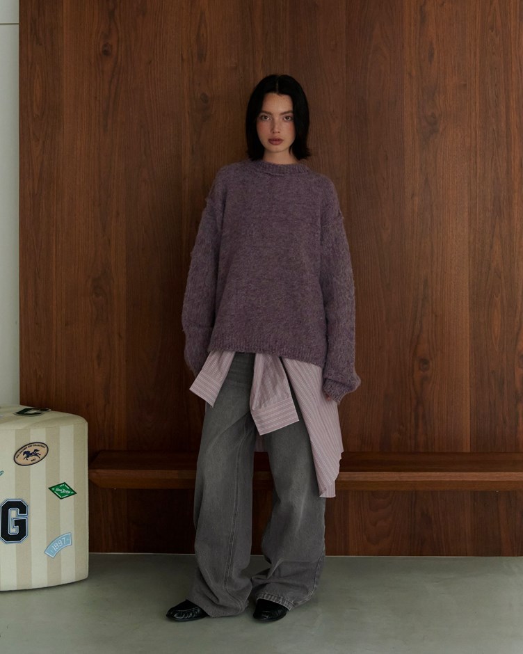 花紗磨毛感雙面穿寬鬆毛衣2.0(金針菇&黃大謙聯名款)