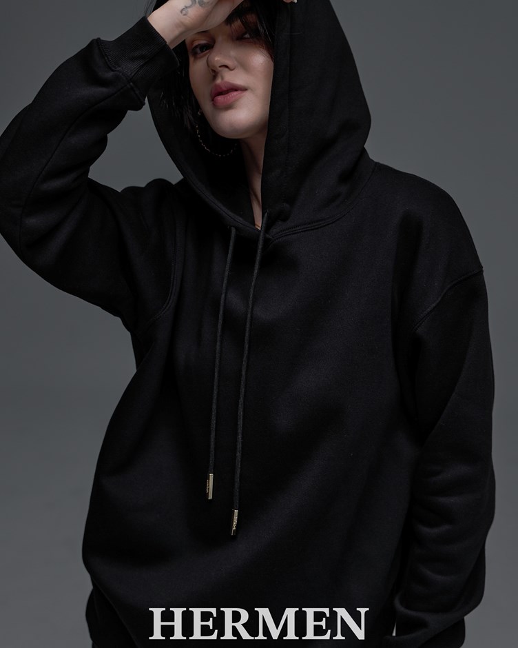 Unisex 寬版刷絨連帽衣