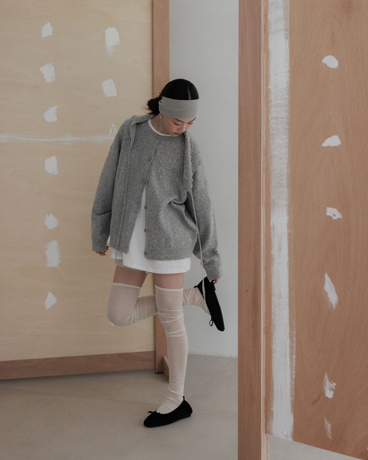 毛毛寬鬆針織排釦外套