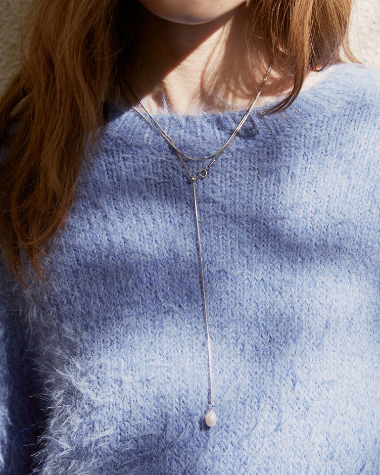 淡水珍珠金屬珠Y字項鍊