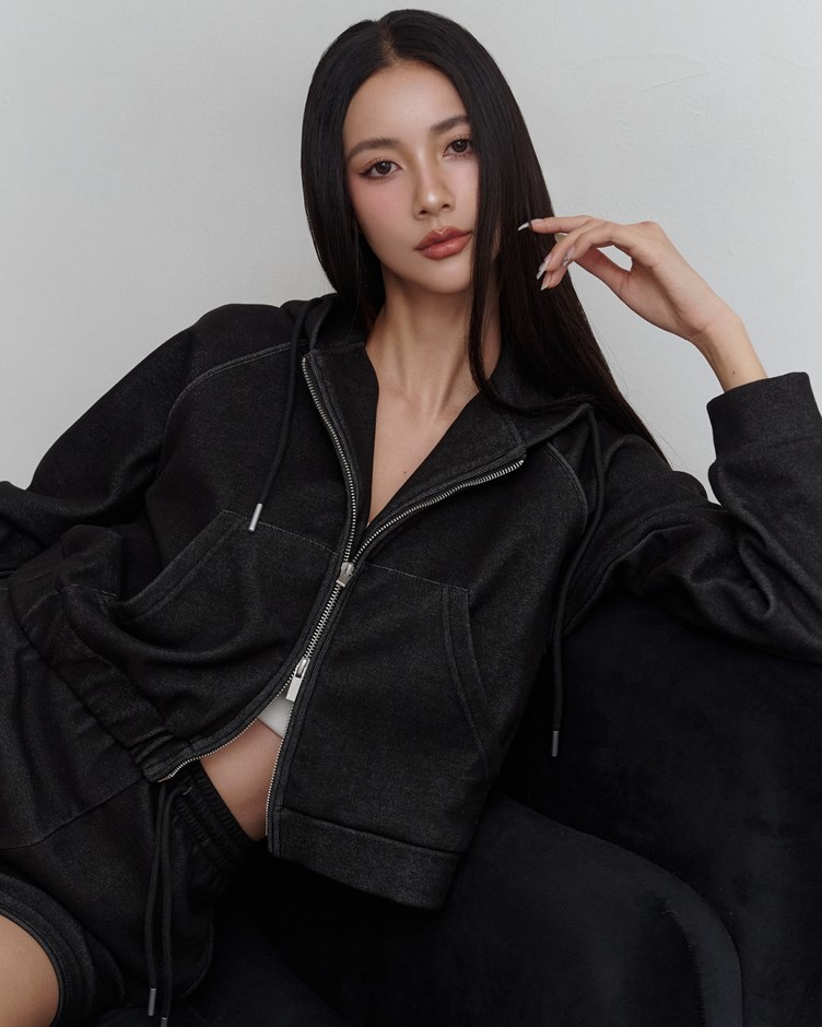 mi柔棉丹寧連帽外套