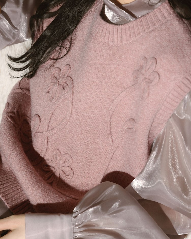 花朵線條針織背心