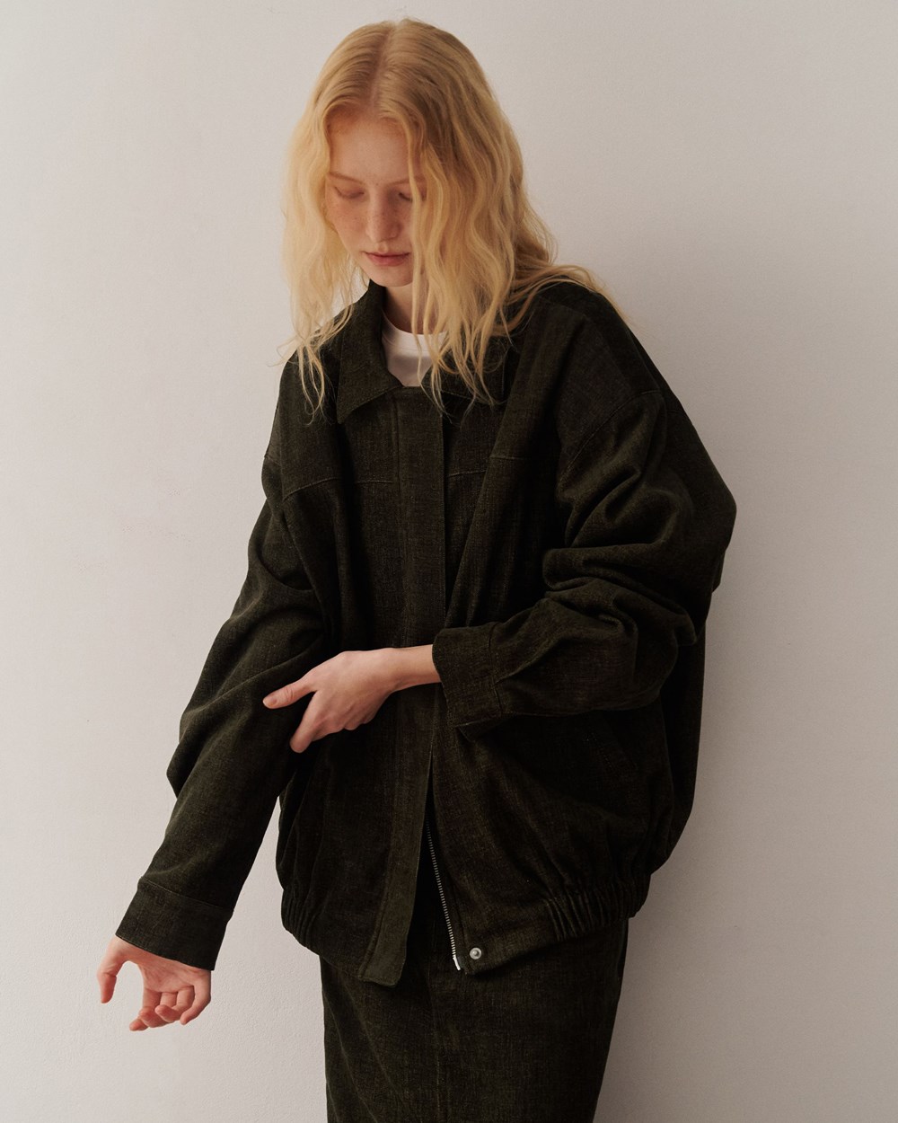 絨面斜紋翻領夾克外套