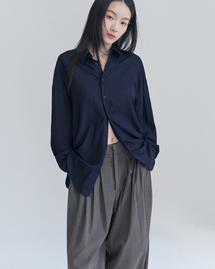 揉紋肌理長袖襯衫 (霧感皺皺襯衫)