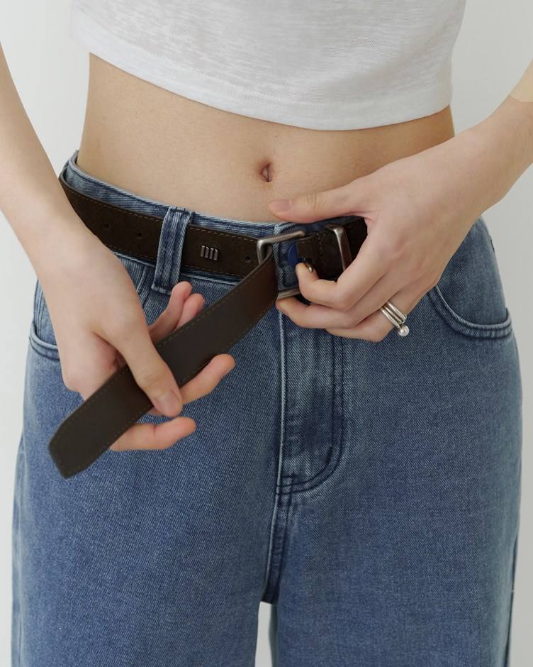 品牌飾釦麂皮皮帶