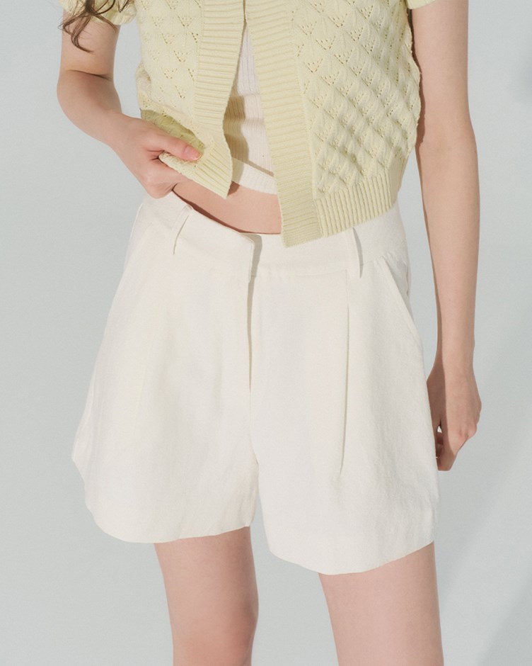 棉麻平紋寬鬆短褲
