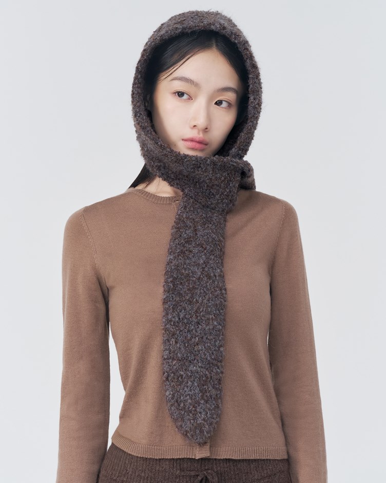 羊毛混紡圈紗連帽圍脖