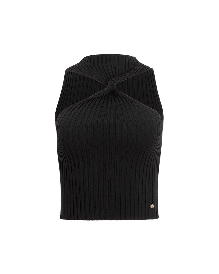 distortion knitting tank top