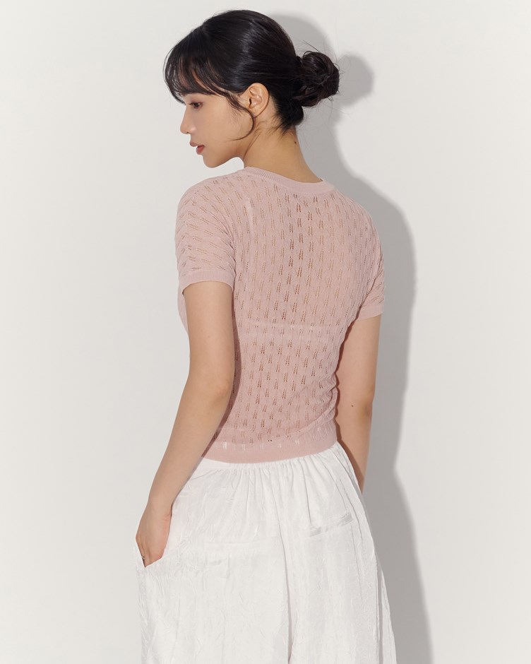 鏤空織紋短袖上衣