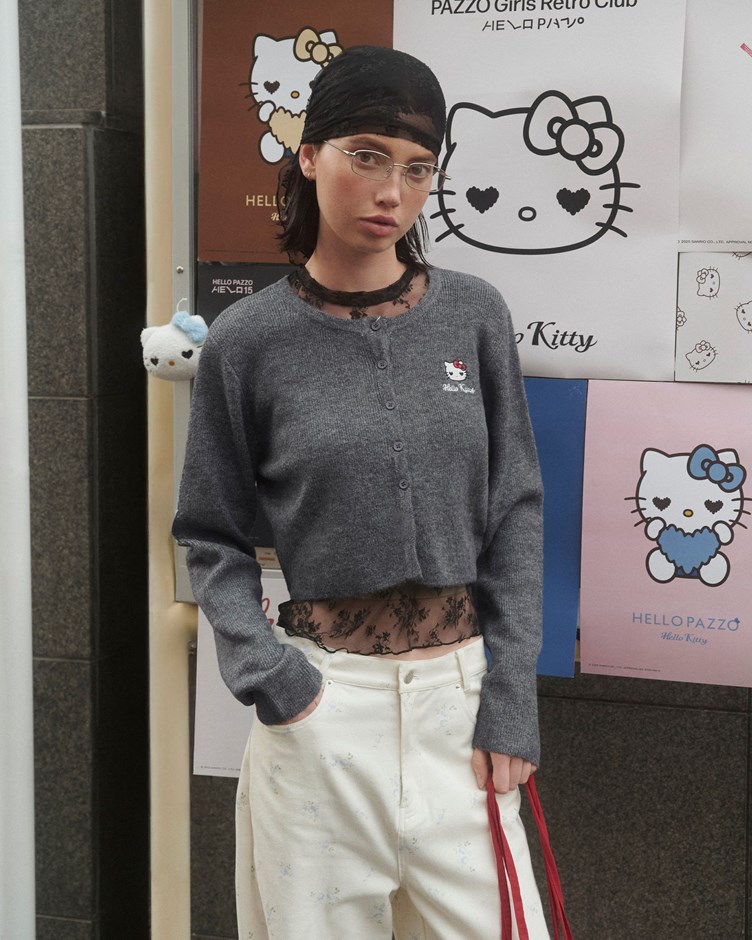 HELLO KITTY造型圓領針織外套