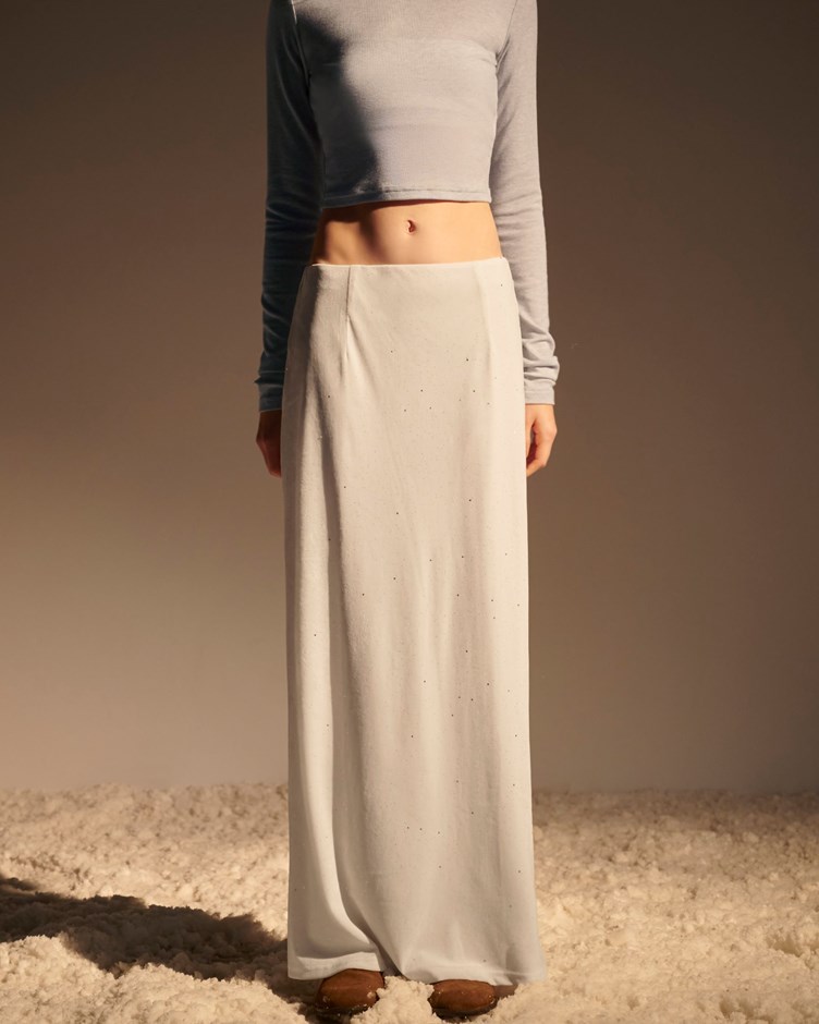 碎閃天鵝絨直筒長裙