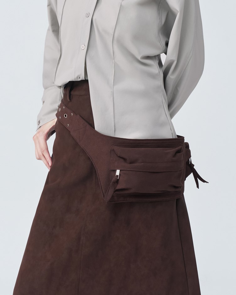 麂皮絨皮帶腰包