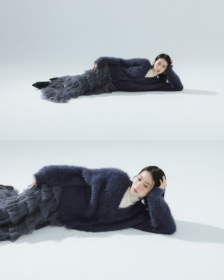 蓬鬆仿貂毛開襟外套