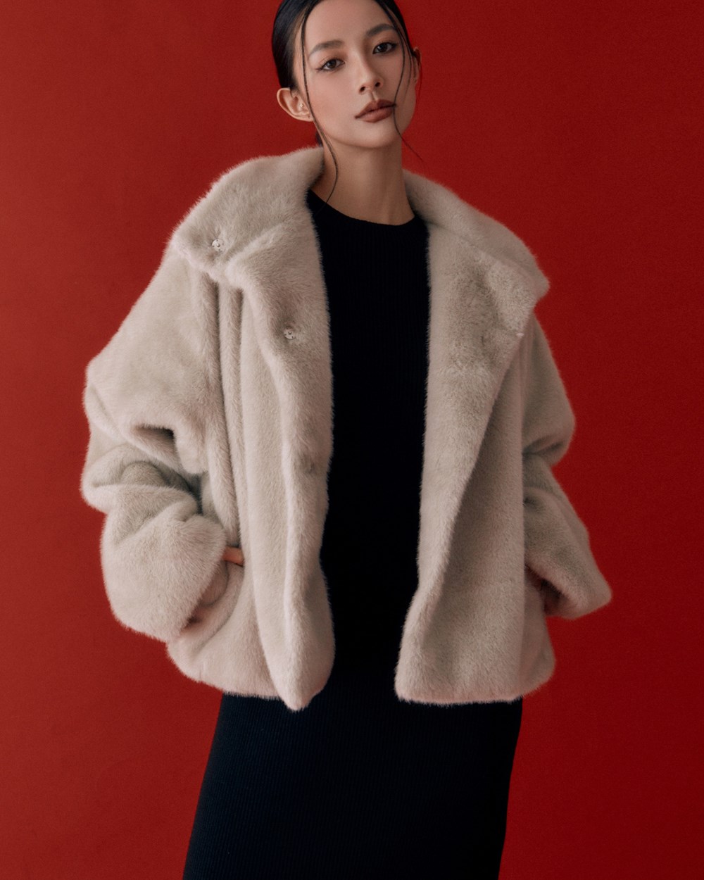 大翻領皮草外套
