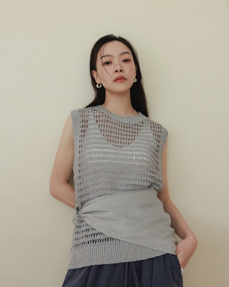 簍空洞洞寬鬆針織背心