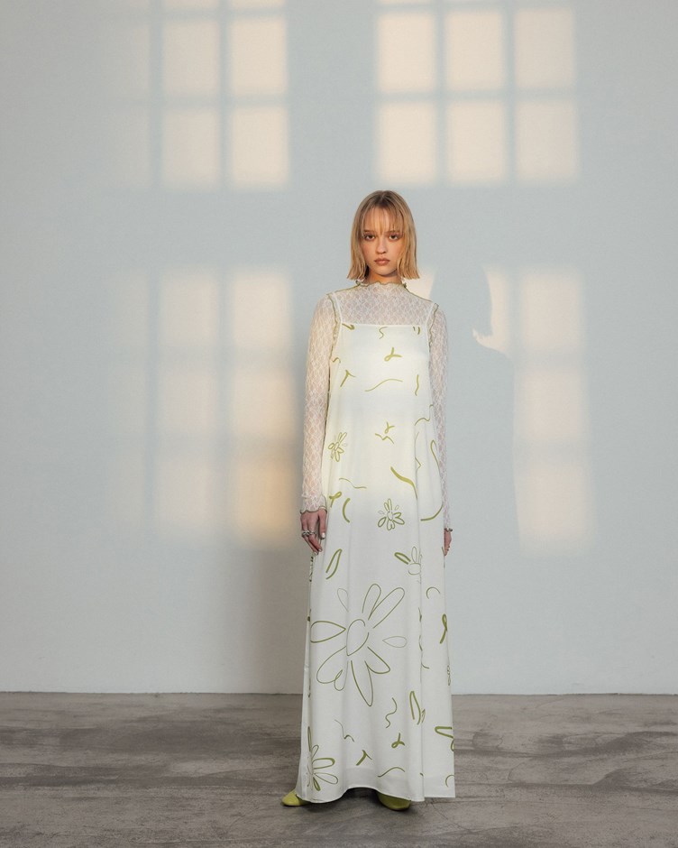 小雛菊印花細肩洋裝