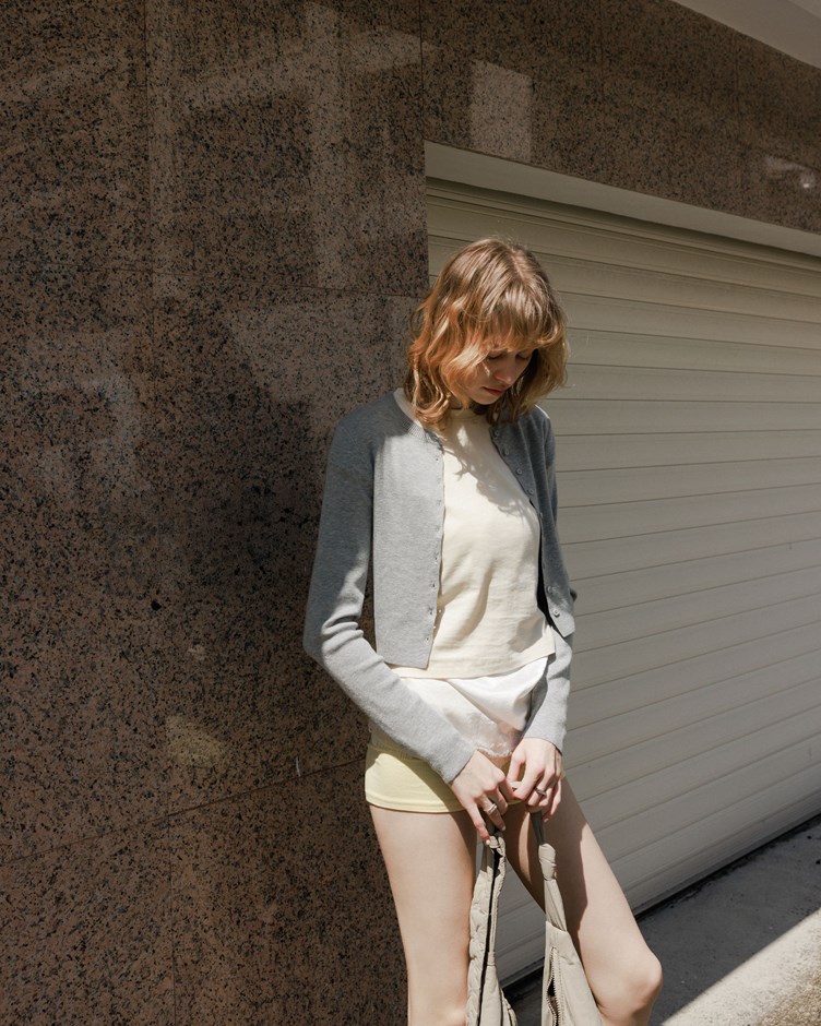 日常圓領排釦針織上衣