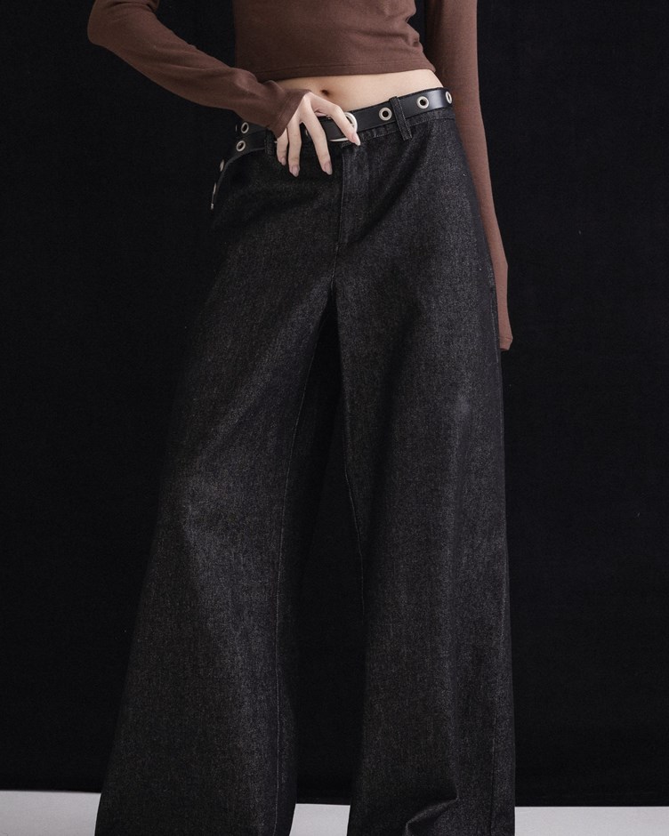 mi時髦牛仔寬褲