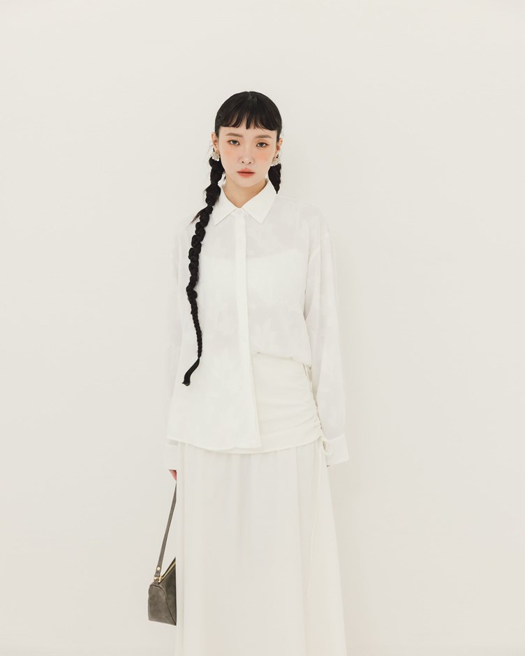 日感軟料毛邊花型襯衫