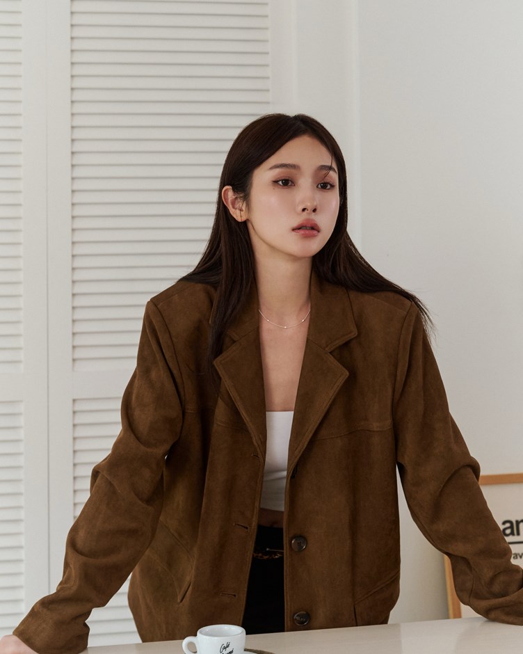 麂皮感設計款西裝外套