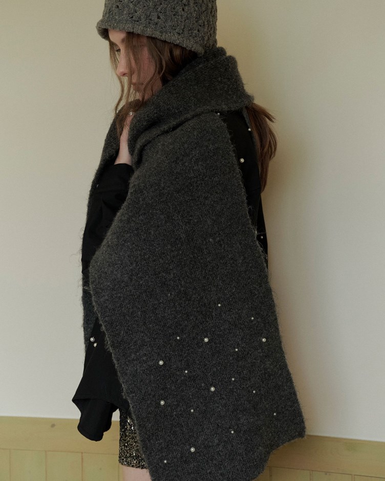 舒適羊駝毛珍珠圍巾