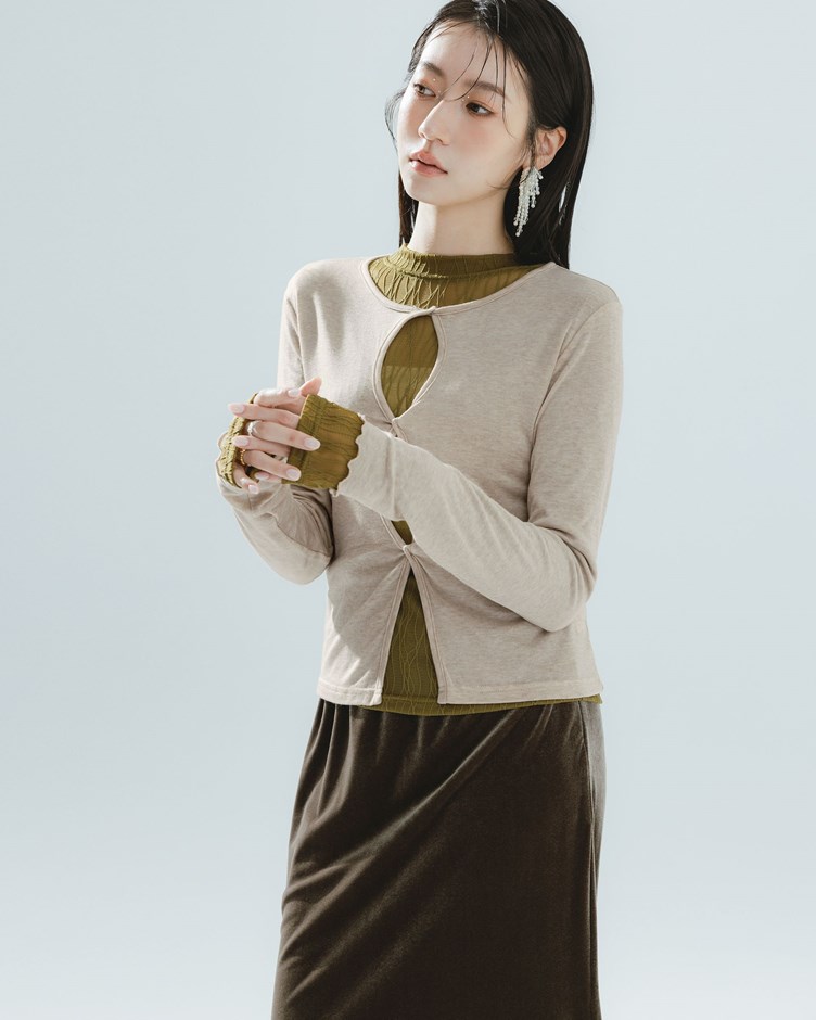 天絲羊毛扭結設計上衣