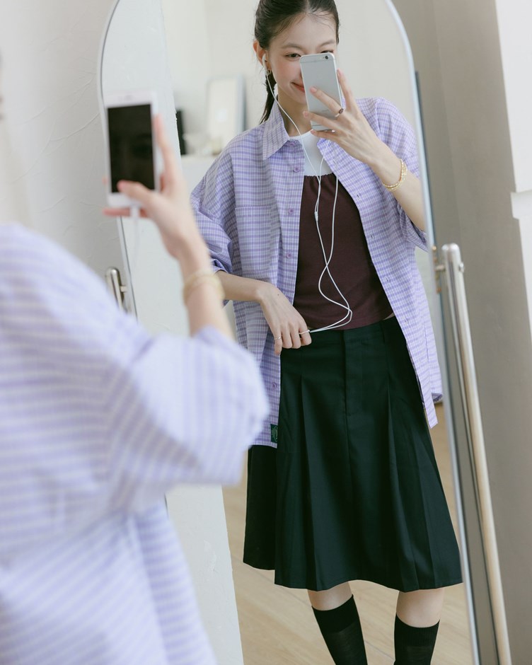 簡約配色細格紋襯衫