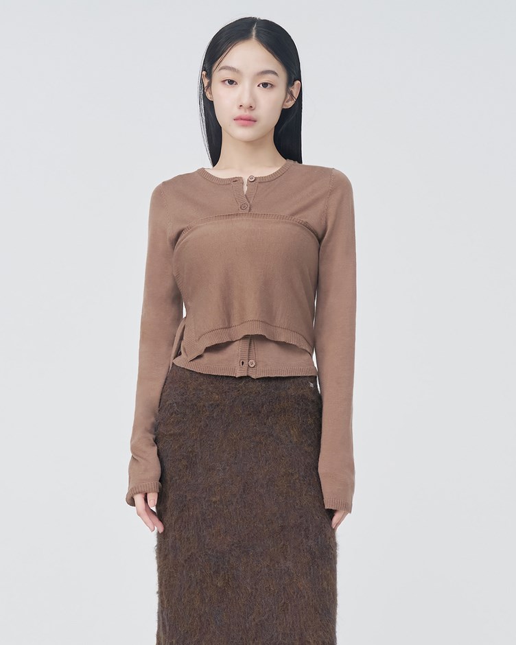 親膚羊毛混紡細針織開襟衫