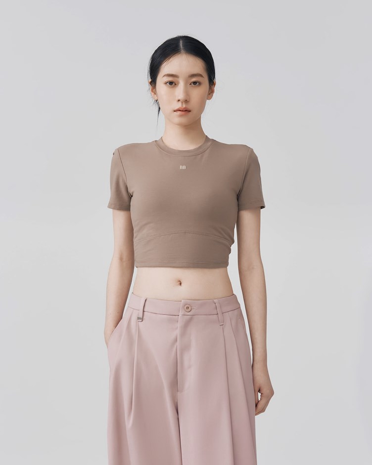 修身剪接短袖 bra top