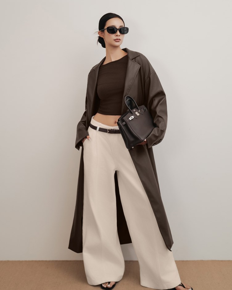 長版皮革大衣外套