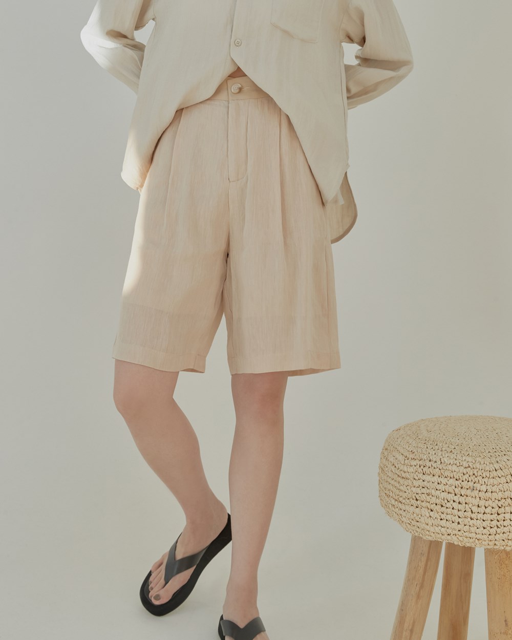 雙層透紗五分褲