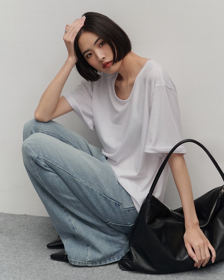 日常柔棉寬版圓領TEE