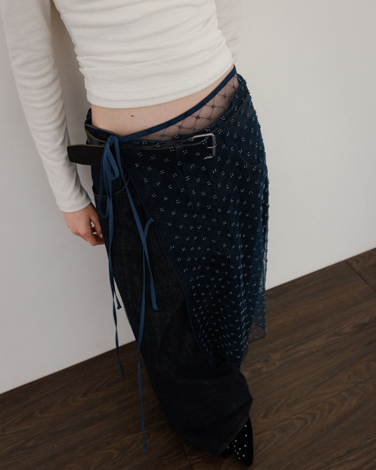 立體珠珠雙綁帶襯裙